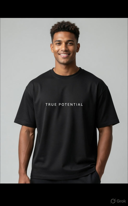 TRUE POTENTIAL | 100% Premium Supima Cotton Oversized Black T-Shirt | Larzaa Lifestyle