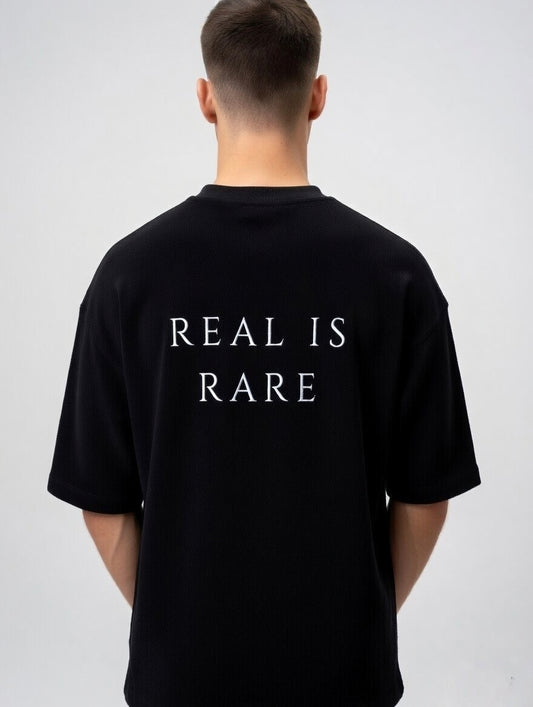 REAL IS RARE | Premium 260 GSM Black Terry Oversized T-Shirt | Larzaa Lifestyle