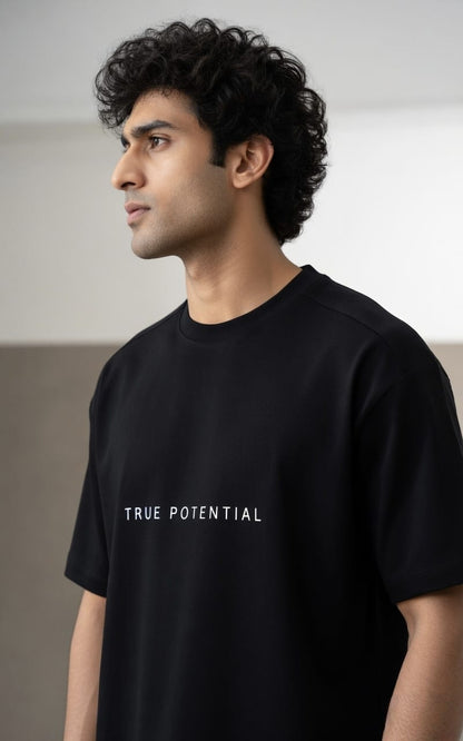 TRUE POTENTIAL | 100% Premium Supima Cotton Oversized Black T-Shirt | Larzaa Lifestyle