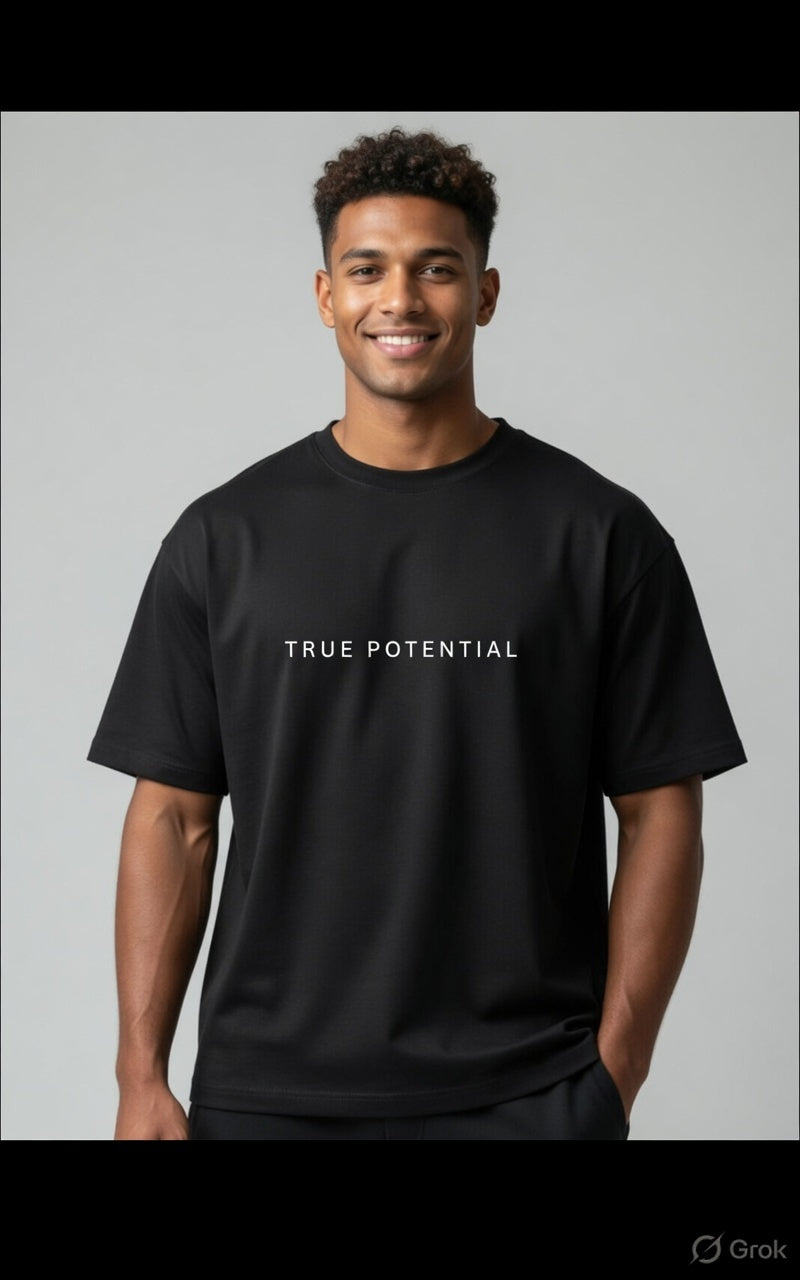 TRUE POTENTIAL | 100% Premium Supima Cotton Oversized Black T-Shirt | Larzaa Lifestyle