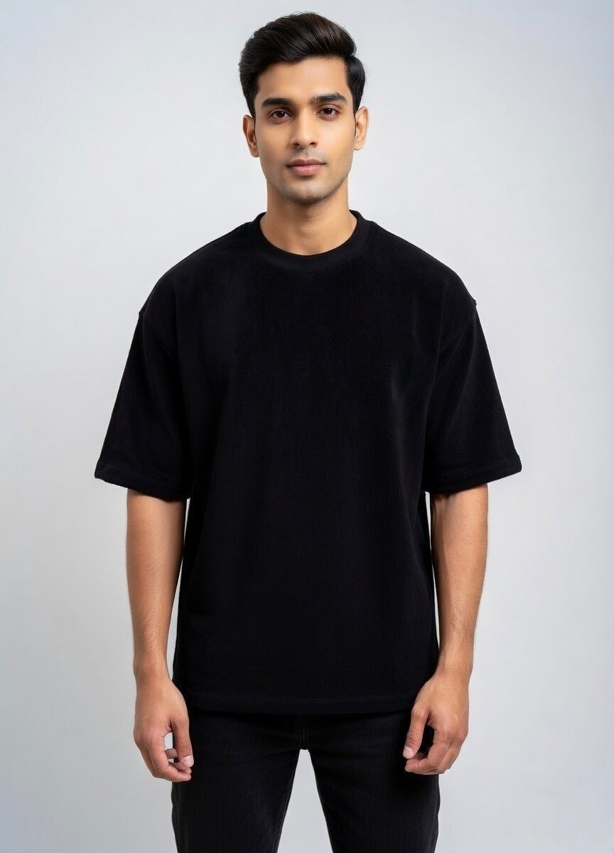 REAL IS RARE | Premium 260 GSM Black Terry Oversized T-Shirt | Larzaa Lifestyle