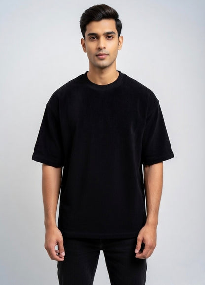 REAL IS RARE | Premium 260 GSM Black Terry Oversized T-Shirt | Larzaa Lifestyle