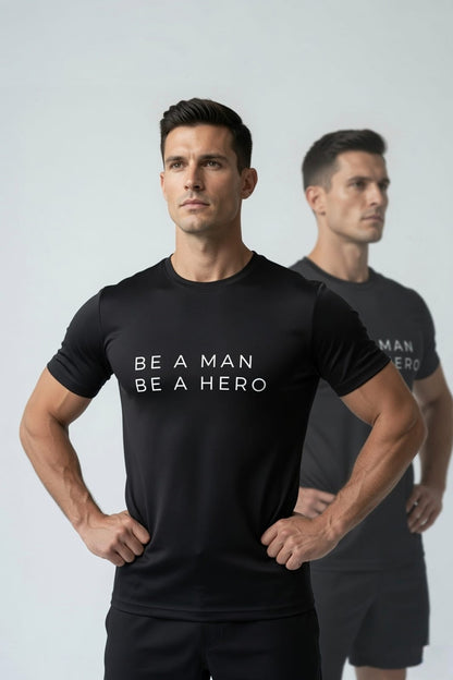 BE A MAN BE A HERO | Premium Stretch Cotton Unisex T-Shirt | Larzaa Lifestyle