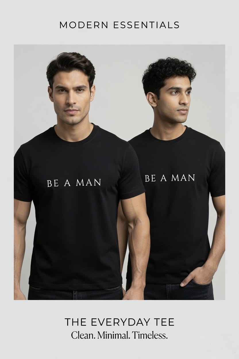 BE A MAN |  premium  standard Stretch T-Shirt | Larzaa Lifestyle