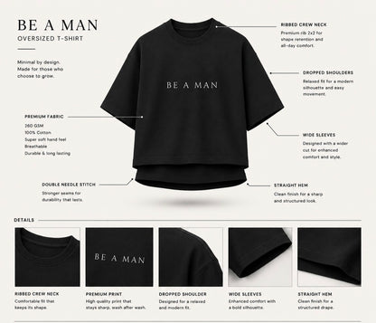 BE A MAN. — Terry Oversized T-Shirt